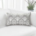 HWY 50 Grey Gray Decorative Lumbar Pillow Cover Rectangle 12x20 Inch (1 Piece), Embroidered Cotton Farmhouse Cushion Cover Pillow Case for Sofa Couch Living Room Bed, Minimalist Floral