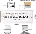 As For Me And My House We Will Serve The Lord Framed Wall Art, 40''×15'' Positive Religious Rustic Bible Verse for Christian God Jesus Christ Prayer, Vintage Horizontal Holy Catholic Scripture Decor