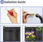 12 Pockets Hanging Planter Bags, Hanging Vertical Wall Mounted Plant Planting Grow Bags, Herb Garden Planter Outdoor Indoor Growing Bag, Gardening Vertical Greening Flower Container(0.6m×0.8m, Black)