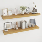 48 inch Floating Shelves for Wall Large Wall Mounted Shelves with Invisible Brackets, Oak Long Shelves for Bathroom, Living Room, Kitchen, Office, 48x9.1 inch deep Set of 2