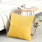 Fancy Homi 2 Packs Yellow Big Decorative Throw Pillow Covers 24x24 Inch for Couch Bed Sofa, Rustic Farmhouse Boho Home Decor, Soft Corss Corduroy Patchwork Accent Square Cushion Case 60x60 cm