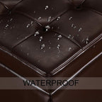 Adeco Bonded Leather Square Tufted Footstool, 18", Brown Storage Ottomans,