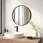Fabuday Black Circle Mirror for Wall Decor 18 Inch - Bathroom Round Mirror with Matte Frame, Small Circular Mirrors for Entryway, Hallyway, Living Room, Bedroom