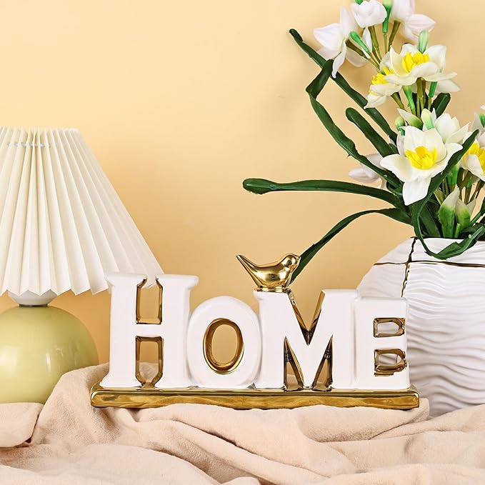 XMGZQ White and Gold Decor for Living Room Bedroom Bookshelf Coffe Table, Home Sign Aesthetic Statues Boho Wedding Accents Decorations, Knick Knacks Home Decor for Shelves,Living Room,Bedroom,Desktop