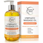 Lymphatic Massage Oil for Massage Therapy | 100% Natural Lymphatic Drainage Oil | Premium Quality with Arnica, Lemon & Ginger | for Post Surgery Recovery & Detox | 8oz by Brookethorne Naturals