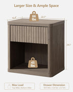 SICOTAS Large Nightstand with Drawer Storage - Grey Alder