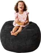 Bean Bag Chairs Teardrop Bean Bag Chair Beanbag Chair with Memory Foam Filled Machine Washable Cover for Living Room, Bedroom (Small,Black)