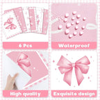 Pink Bow Plastic Place Set of 6 Cute Coquette Butterfly Bowknot Dinner Table Mats Pink Ribbon Bow Mats Wedding Baby Shower Birthday Table Decoration for Indoor Outdoor Party Kitchen Dining