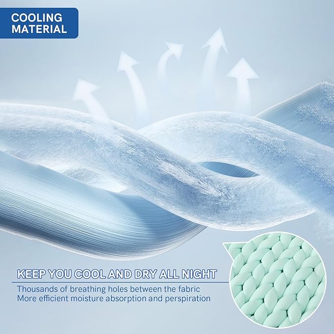 YnM Cooling Chunky Throw Blanket, Medium-Weight, Hand Knitted, Skin Friendly, Ventilated and Breathable, Machine Washable, Home Décor Piece for Couch, Sofa and Bed (Menthe Green, 60x80 Inch)