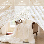 Chunky Knit Blanket - Luxury Soft Cozy 40 * 50 Throw Blanket,100% Woven Blanket Rope Knot Throw Blanket for Couch, Sofa, Home Decor, Gift - Machine Washable（Milk White）
