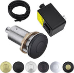 BESTILL Garbage Disposal Air Switch Kit - UL Listed, Brass 3.6" Long Push Button for Waste Disposer, Cordless Sink Top Switch Button, Matte Black, Compatible with all Garbage Disposals