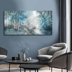 SOUGUAN Landscape Art Posters Blue Pictures Wall Decor Grey Forest Wall Prints Botanical Artwork for Dining Room Bedroom 20"x 40" Contemporary Wall Art