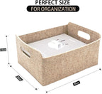 Welaxy Storage Baskets Collapsible Felt Storage bin Foldable Shelf Drawers Organizers for Kids Toys pet Toy magazine Books Clothes Closet Cabinet decluttering (Oatmeal x 3)