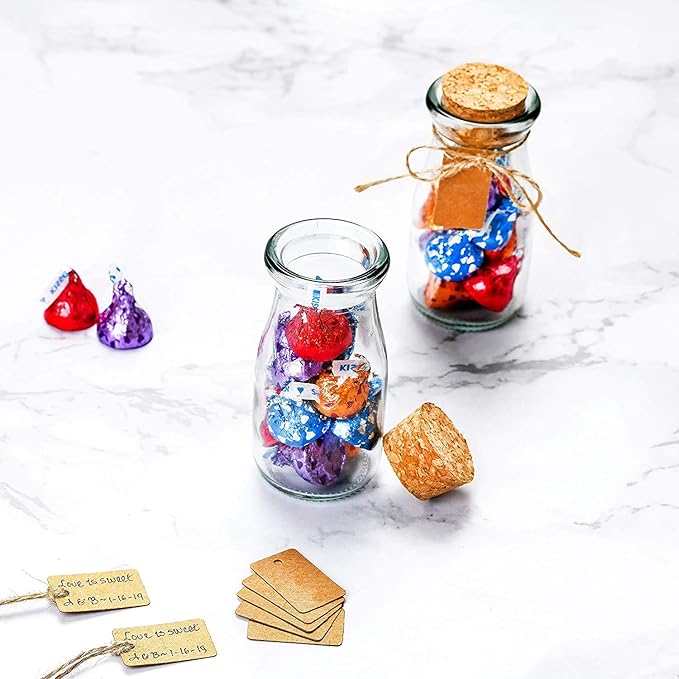 Otis Classic Small Glass Jars with Lids – Set of 12 Mini Glass Bottles with Corks for Halloween Decorations Fall Décor Wedding & Party Favors, Halloween DIY Crafts, Potions, Spices & Candy, 3.4 oz