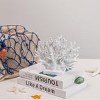 5.8" H White Coral Decor, Resin Coral Statue, Nautical Decorations for Home, Bedroom, Bathroom, Living Room, Beach/Coastal/Ocean Themed Cabinet Shelf Tabletop Decor