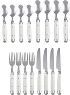 Cambridge Silverware Set, Jubilee White 16-Piece Flatware Set, Service for 4, 18/0 Stainless Steel, Silver Mirror Finish Beige Handles, Knives Spoons and Forks set, Dishwasher Safe, (Beige, 16 Pieces)