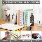 Faccito 5 Pairs Book Ends, Black Metal Bookends for Shelves Decorative, Non Skid Tree Stopper and Flower Shelf Holder for Heavy Books, Home Office School Supplies (Classic)