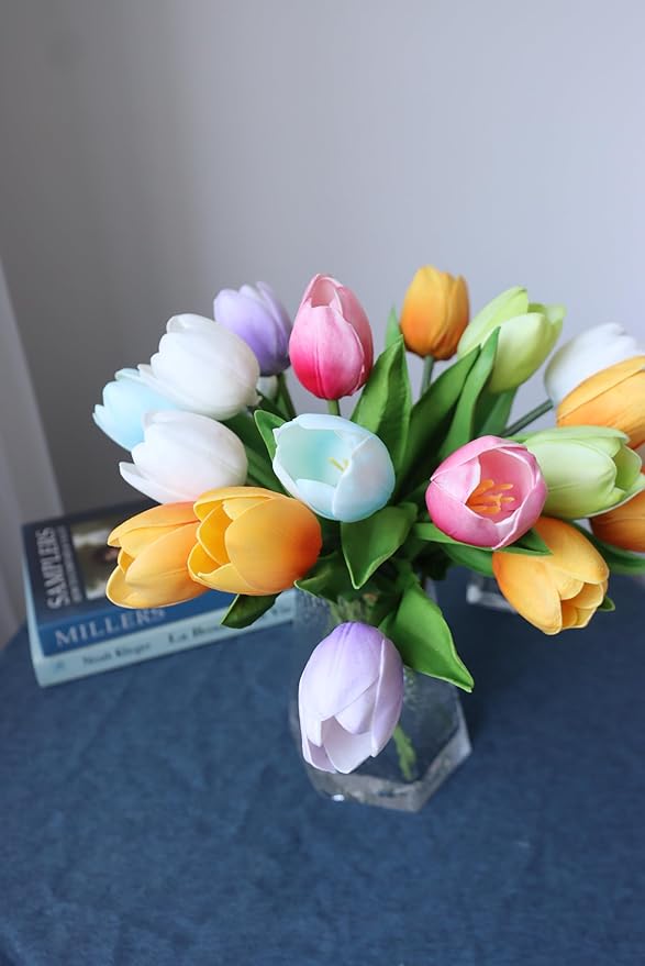 Buart Spring-Colors Tulip Flowers Artificial Luxury Big Tulip Valentine's Day Mother's Day Easter Home Kitchen Wedding Decorations(11pcs)