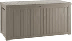 200 Gallon Resin Deck Box, Waterproof Outdoor Storage Bin for Patio Furniture, Pool Accessories, and Garden Tools, Lockable & UV-Resistant, Grey