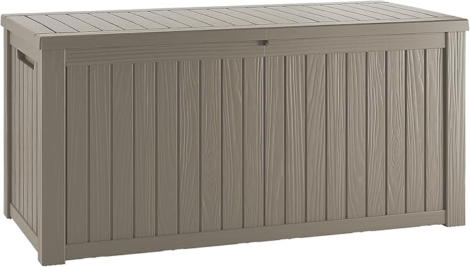 200 Gallon Outdoor Storage Box Waterproof Lockable Resin Deck Box Large, Patio Storage Bin for Pool Accessories Cushion Furniture, Garden Tools, UV-Resistant Outside Delivery Grey