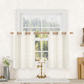 LAMIT Cream Linen Curtains 36 Inch for Windows, Soft Thick Linen Textured Light Filtering Drapes Bronze Gromment Boho Neutral Panels for Basement/Bathroom/Kitchen, 2 Panels, 34 x 36 Inch
