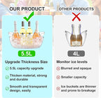 Ice Buckets for Parties,Ice Bucket Bowls of 2pcs with Scoops(2pcs)&Metal Wine Bottle Opener,5.5L Large Clear Acrylic Ice Champagne Buckets Tub for Parties,Mimosa Bar Supplies,Beer,Beverage&Drinks