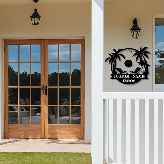 Custom Metal Beach Wall Art Sign - Personalized Size Outdoor/Indoor, Surfboard Decor, Lake House & Coastal Home Decor, Summer Gift - MADE IN USA