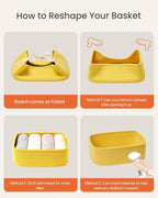 KALLAX Small Woven Basket, 12 x 8 x 4.5 Inches, Storage Basket for Organizing, Cute Small Rope Shelf Closet Cube Storage Bins Baskets for Shelves, Dog Toy Gift Baskets Empty, 3 Pack Yellow