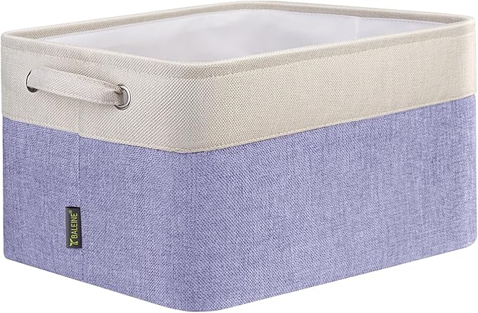 BALEINE 1 Pack Fabric Storage Bins for Shelves, Linen Storage Baskets for Organizing, Decorative Closet Bins for Clothes, Home (Lavender, 15''x11''x9.5'')
