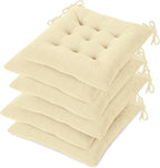 OVOV Chair Cushions for Dining Chairs Set of 6 Tufted Indoor Chair Pads with Ties Soft Square Seat Cushions for Kitchen Chairs 15.5"x15.5",White
