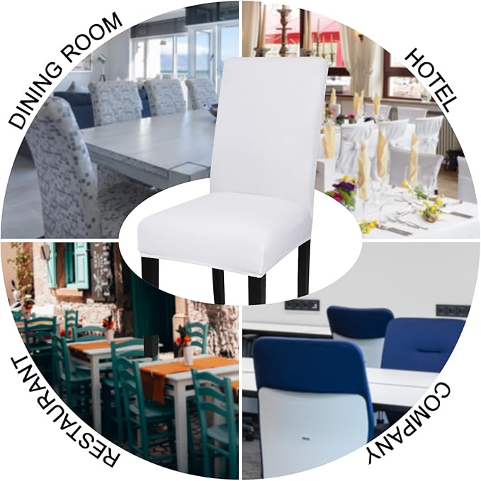 JQinHome 4 Pcs Dining Chair Slipcover, High Stretch Removable Washable Chair Seat Protector Cover for Home Party Hotel Wedding Ceremony