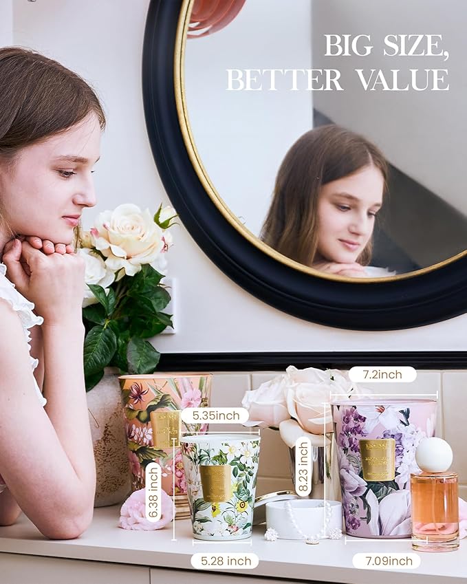 M&SENSE Extra Large Lavender Soy Candles for Home Scented 35oz 150 Hour Long Lasting Slow Burning, 3-Wick Natural Aromatherapy Candle Highly Scented Home Fragrance Gift for Women Men