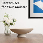 Decorative fruit bowl for Home Decor Large Modern Handicraft Key Bowl for Entryway Table Stylish Centerpiece Purse Bowl Pedestal bowl for Kitchen Counter Coffee Table(Artificial Stone Beige)