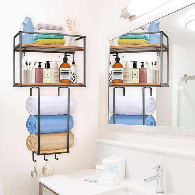 Towel Rack Wall Mounted - Space-Saving Design for Small Bathrooms - Versatile Organizer for Towels, Blankets, and More - Ideal for RVs and Hotels