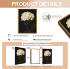 Framed Wall Art for Living Room – Vintage White Hydrangea Oil Painting Canvas Prints, Aesthetic Bedroom Wall Art, Kitchen Decor for Shelves, Bathroom Office Artwork Wall Decor – 12x16in