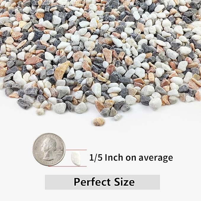 10LB Succulent and Cactus Gravel Pebbles, 1/5 Inch Natural Decorative Polished Stones, River Rocks for Plants, Vases, Aquariums, Terrarium and Outdoor Gardening,Mixed Color
