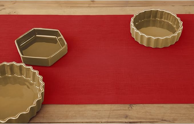 Solino Home Linen Red Table Runner 90 Inches Long - 100% Pure Linen 14 x 90 Inch Table Runner - Fete
