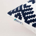 HWY 50 Navy Blue Decorative Throw Pillow Covers 18x18 Inch, Pack of 2 Embroidered Cotton Farmhouse Cushion Cover Pillow Case for Sofa Couch Living Room Bed Bedroon, Diamond Geometric Design