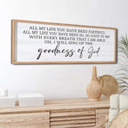 Goodness of God Framed Wall Art, 40''×15'' Positive Religious Natural Bible Verse for Christian God Jesus Christ Prayer, Vintage Rustic Long Holy Catholic Scripture Decor