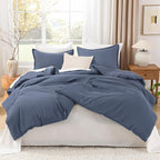 Litanika Comforters Bluish Grey King Size, 3 Pieces Lightweight Solid Bedding Set & Collections, All Season Fluffy Bed Set (104x90In Comforter & 2 Pillowcases)