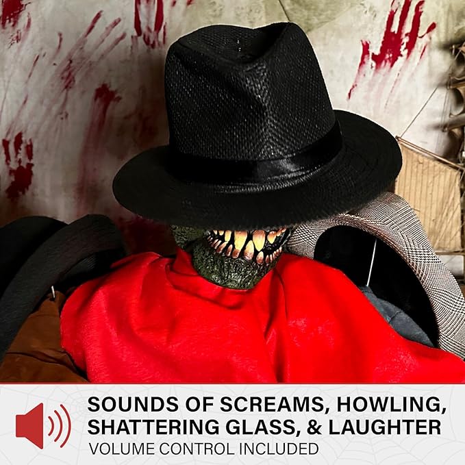 Haunted Hill Farm Life-Size Animatronic Coatrack Monster by Tekky Halloween Decoration with Motion-Activated Sounds