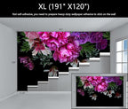 WFBHUA-Purple Peony Floral Wallpaper Tropical Botanical Leaf Rose Flower Wall Mural for Bedroom(Not Peel and Stick)