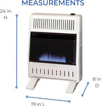 ProCom MN200TBA-B Ventless Natural Gas Blue Flame Space Heater with Thermostat Control for Home and Office Use, 20000 BTU, Heats Up to 950 Sq. Ft., Includes Wall Mount and Base Feet, White