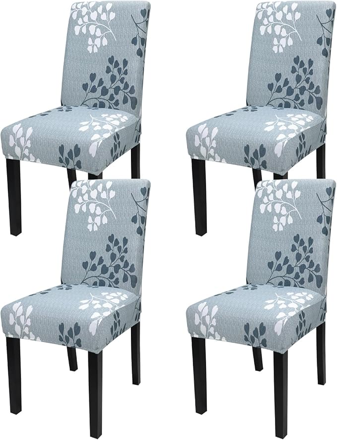 JQinHome Pattern Chair Covers for Dining Room Set of 4, High Stretch Removable Washable Parsons Chair Slipcover for Home Party Hotel Wedding Ceremony (Flower,4PCS)