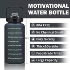 64oz,100oz,128oz Large Motivational Water Bottle with Time Marker, Leakproof & BPA Free Half Gallon Big Water Bottle with Straw Handle Tritan Frosted Water Jug for Gym,Fitness,Outdoor Sports