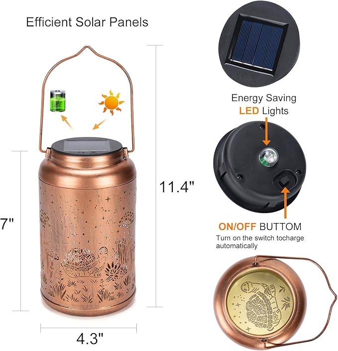 Fathers Day Gifts from Daughter 2 Pack Turtles Solar Lanterns Outdoor Waterproof - Birthday Gifts for Women Turtle Solar Lights Outdoor Garden Decor for Outside, Patio, Outdoor, Yard, Lawn, Balcony