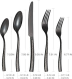 Silverware 65-Piece Black Hammered Flatware Set with Serving Utensils Stainless Steel Thick Handle Mirror Polished Cutlery Set for Wedding Hotel Restaurant, Service for 12