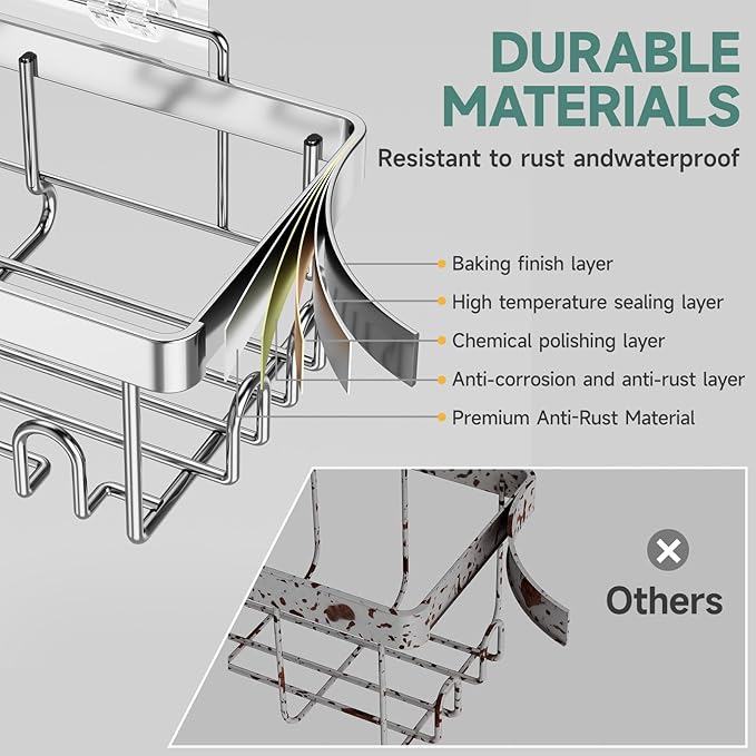 Veken Shower Caddy 6-Pack, Family Choice Award Winner, Large Wall Mounted Shower Rack, Bathroom Shelves Over Toilet, Organizer Storage Accessories with Soap Dish&Toothbrush Holder