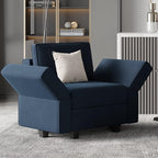 Belffin Modular Sectional Arm Accent Chair with Storage Seat Velvet Armchair Single Sofa Club Chair Blue