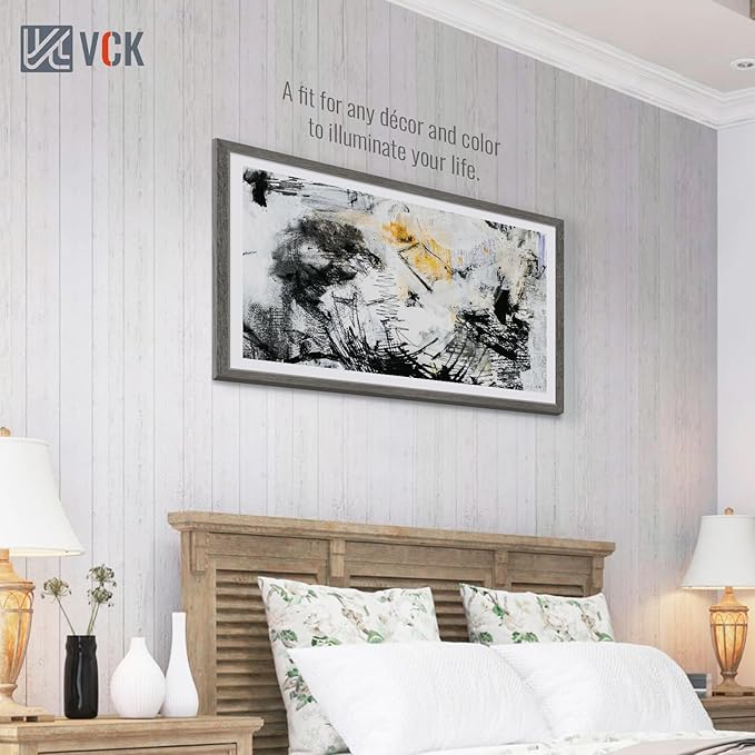 VCK 27x40 Poster Frame Set of 3, Gray Solid Wood Picture Frame, Exclusive Wood Grain, Wall Mounting Hanging